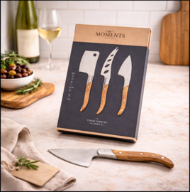 Kaasmessenset 3-delig met olijfhouten handvat