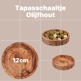 Olijfhouten tapasschaaltje laag (12cmØ)