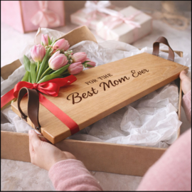 SERVEERTRAY BEUKEN - stoere leren handvaten - 69cm