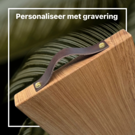 HAKBLOK XL - eikenhout - leren handvat  40x30x4cm