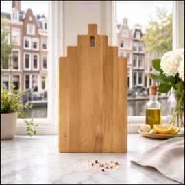 BORRELPLANK TRAPGEVELHUIS - beukenhout - 40x20cm