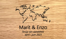 Persoonlijke Borrelplank - Wereldkaart met tekst & naam