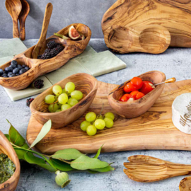 Setje van 4 olijfhouten tapaslepels - massief hout