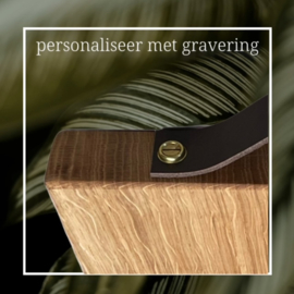 HAKBLOK XL - eikenhouten plank met leren handvat  40x30x4cm