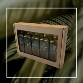 Proeverij cadeau pakket met 5 soorten olijfolie