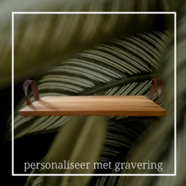 SERVEERTRAY BEUKEN - stoere leren handvaten - 59cm