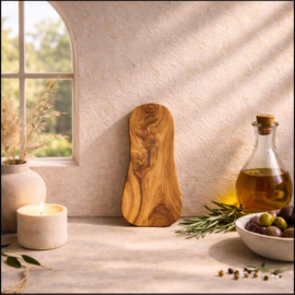 OLIJFPLANK S - van organisch gevormd olijfhout - ca. 30cm