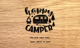 Borrelplank Happy Camper - Reis & Avontuur graveringen