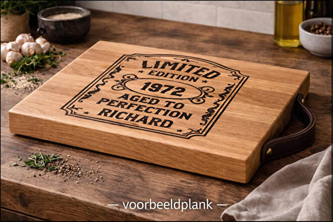 Gepersonaliseerde eikenhouten Hakblok XL met naam en gravure, origineel cadeau voor verjaardag of jubileum