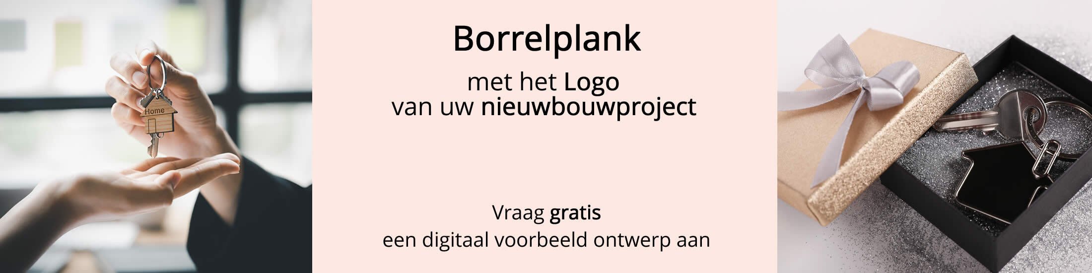 Borrelplank  met uw logo van Nieuwbouwproject of Makelaarskantoor