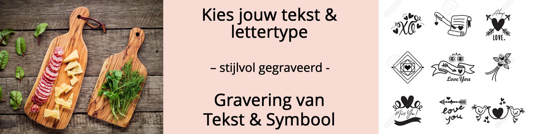Laat een houten serveerplank graveren met korte tekst, naam of symbool