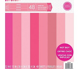 Pinks 12x12 Cardstock Paper Pad 48 sheets Craft Smith