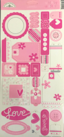 Whimsy Wafers Chipboard Stickers Loopy Love - Doodlebug