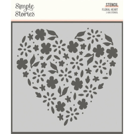 Floral Heart Stencil 6x6 - Simple Stories