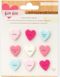 Kiss Kiss Heart Brads - Crate Paper
