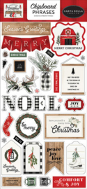 Farmhouse Christmas Chipboard Phrases - Carta Bella