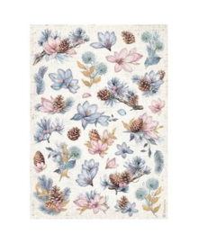 Create Happiness Dewdrops Pinecones and Flowers Rice Paper A4 - Stamperia