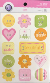 Hip Chip Chipboard Button Stickers Girl