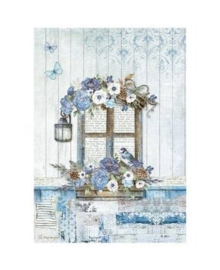 Blue Land Window Rice Paper A4 - Stamperia