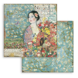 Atelier des Arts Dame with Fan 12x12 Paper - Stamperia