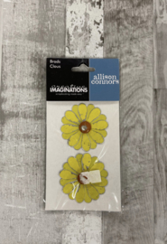 Allison Conners Metal Flower Brads Yellow - Creative Imaginations