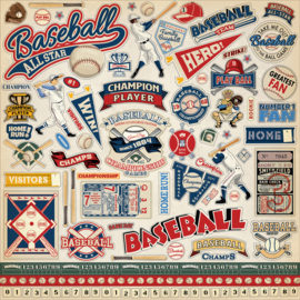Baseball Element Stickers 12x12 - Carta Bella