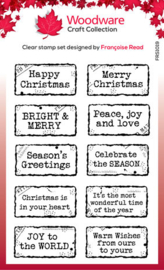 Christmas Distrasses Labels Clear Stamps - Woodware Craft Collection