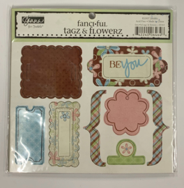 Fanciful Chipboard Tagz & Flowers - Junkitz