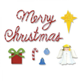 Sizzlits 3 Dies - Christmas Ornaments & Phrase Set - Sizzix