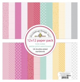 12x12 Paper Pack Love Notes Petite Print Assortment - Doodlebug