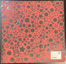 Posies Red Hot Lace Cardstock - Ki Memories