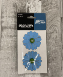 Allison Conners Flower Brads Blue - Creative Imaginations