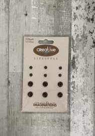Creative Cafe Chocolate Glitter Brads - Creative Imaginations