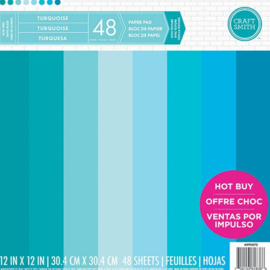 Turquoise 12x12 Cardstock Paper Pad 48 sheets Craft Smith