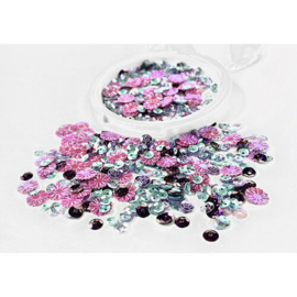 Fuscia Bottlecap Flowers Sequin Mix - Picket Fence