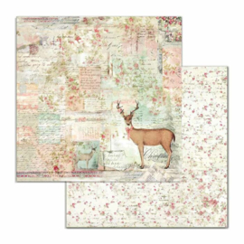 Pink Christmas Deer 12x12 - Stamperia