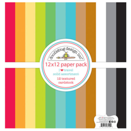 I Heart Travel Solid Assortment Textured Cardstock 12x12 Paper Pack - Doodlebug