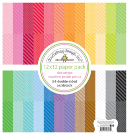 Dot-stripe Rainbow Petite Prints 12x12 Paper Pack - Doodlebug