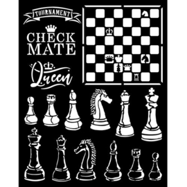 Alice Check Mate Stencil - Stamperia