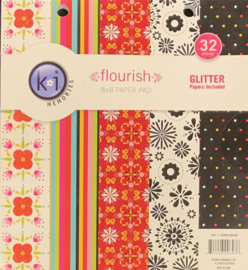 Flourish Glitter Paper Pad 8x8- Ki Memories