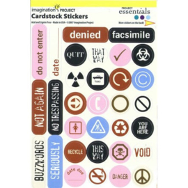 Cardstock Stickers Warning Label Circles - Project Essentials Collection