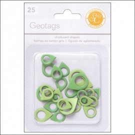 Geotags Chipboard Green Studio Calico