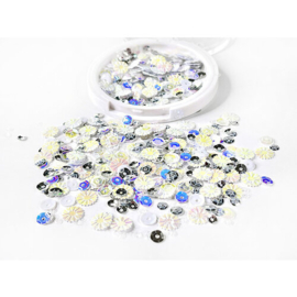 White Bottlecap Flowers Sequin Mix - Picket Fence
