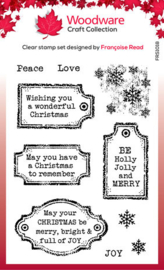 Christmas Old Labels Clear Stamps - Woodware Craft Collection
