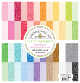 Floral-Graph Rainbow Petite Prints 12x12 Paper Pack - Doodlebug