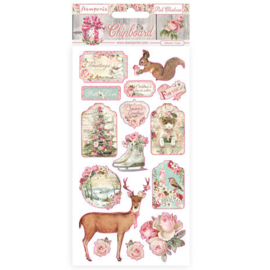 Pink Christmas Chipboard Stickers - Stamperia