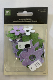 Chipboard Flowers Green & Purple - Making Memories