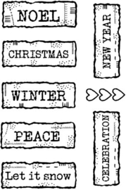 Christmas Junk Labels Clear Stamps - Woodware Craft Collection