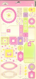 Baby Girl Whimsy Wafers Chipboard Stickers - Doodlebug 