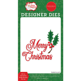 Dear Santa Merry Christmas Holly Branch Die Set - Carta Bella